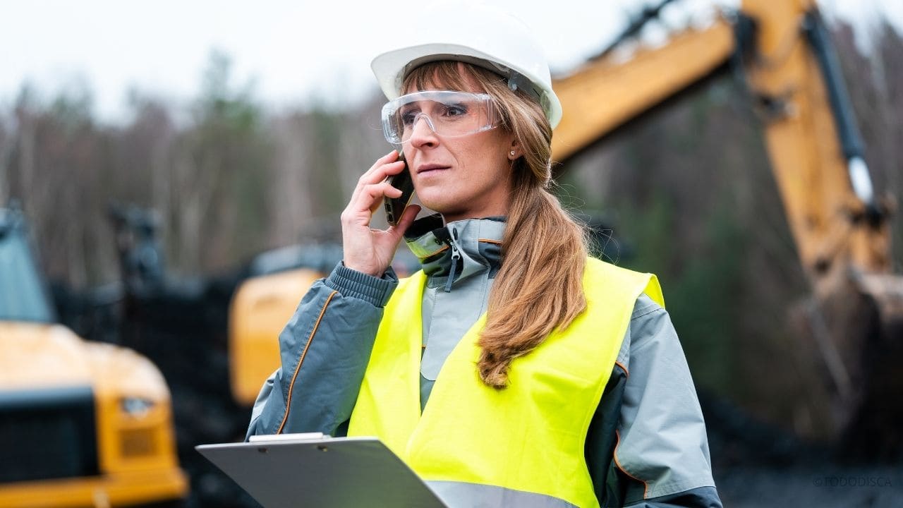 Woman working in construction