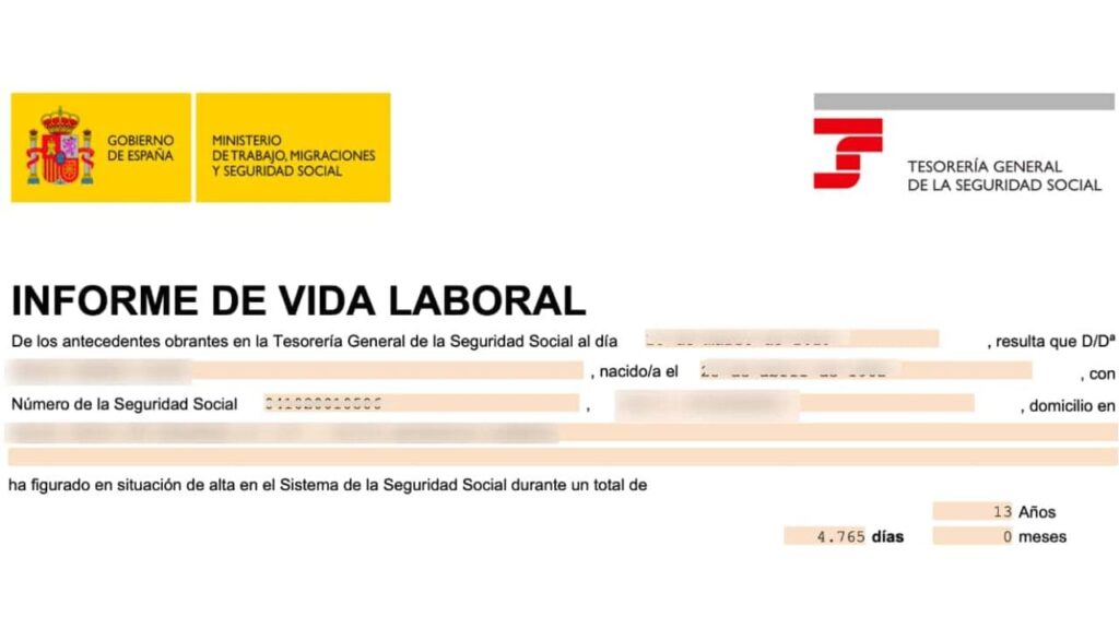 Descargar el informe de vida laboral de la Seguridad Social